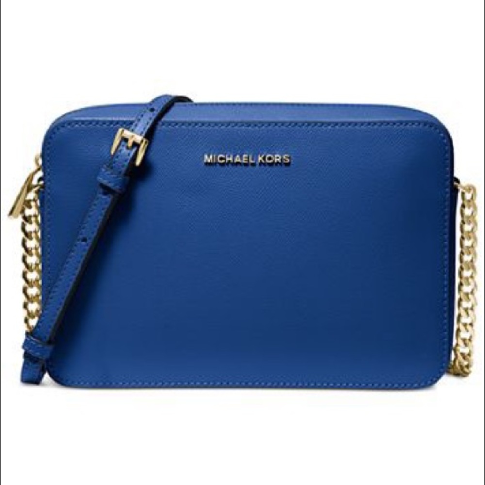 MICHAEL KORS JET SET VINTAGE BLUE/GOLD CROSSBODY